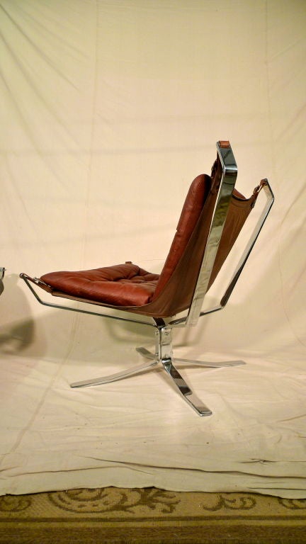Sigurd Ressel 'Falcon' Chair in Chrome & Brown Leather 3