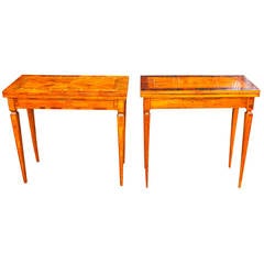 Near Pair of North Italian Fruitwood Marquetry Games Tables 8