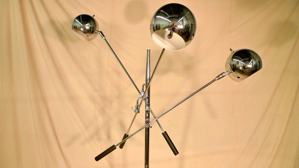Chrome Ball Three-Arm Articulating Floor Lamp 1