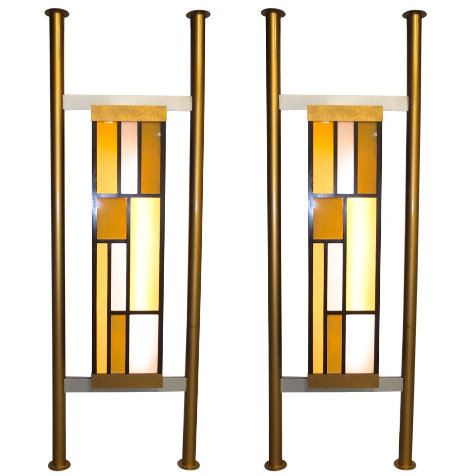 Pair of Architectural Light Box Room Dividers
