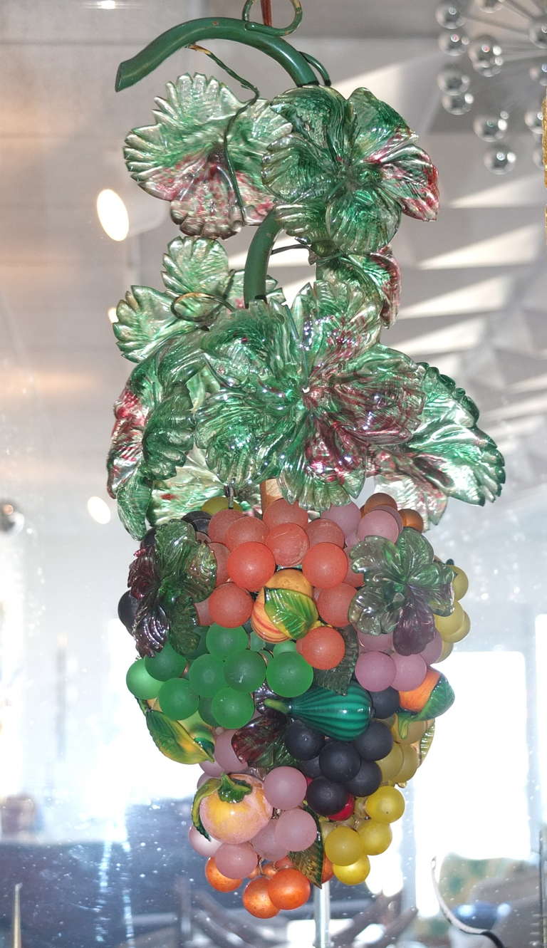Mid-Century Modern Murano Glass Bunch of Grapes Pendants