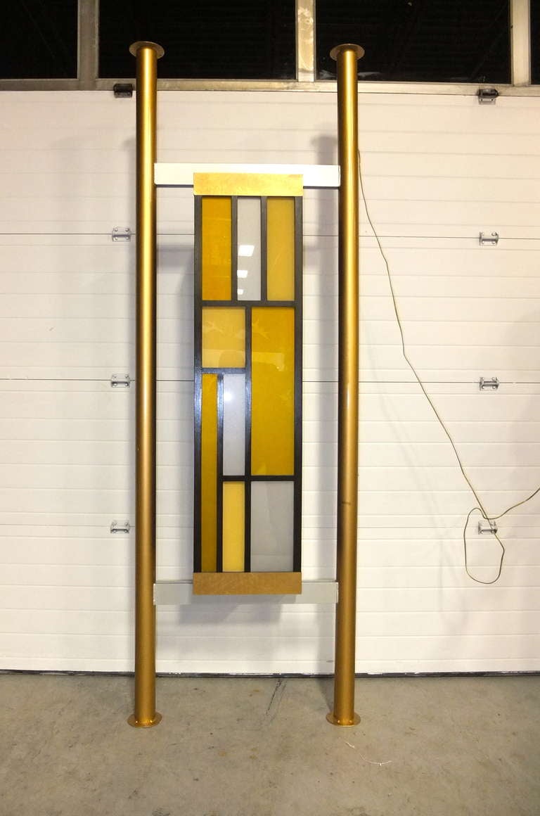 Mid-Century Modern Pair of Architectural Light Box Room Dividers