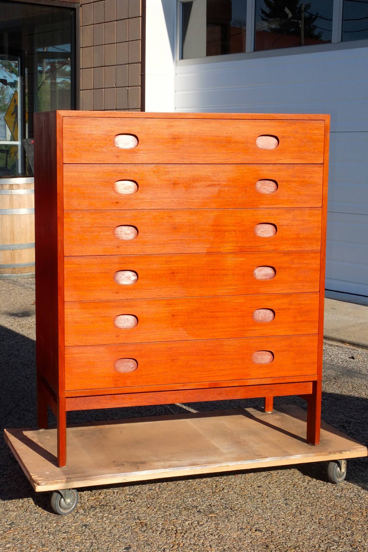 Mid-Century Modern Danish Teak Chest on Stand by Vitre