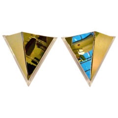 Pair of Lucite & Brass Pyramidal Wall Sconces 6