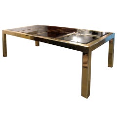 Mastercraft Brass Dining Table with 8 Panel Bronze Mirror Top 4