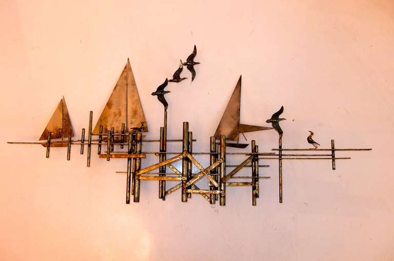 curtis jere sailboat wall sculpture