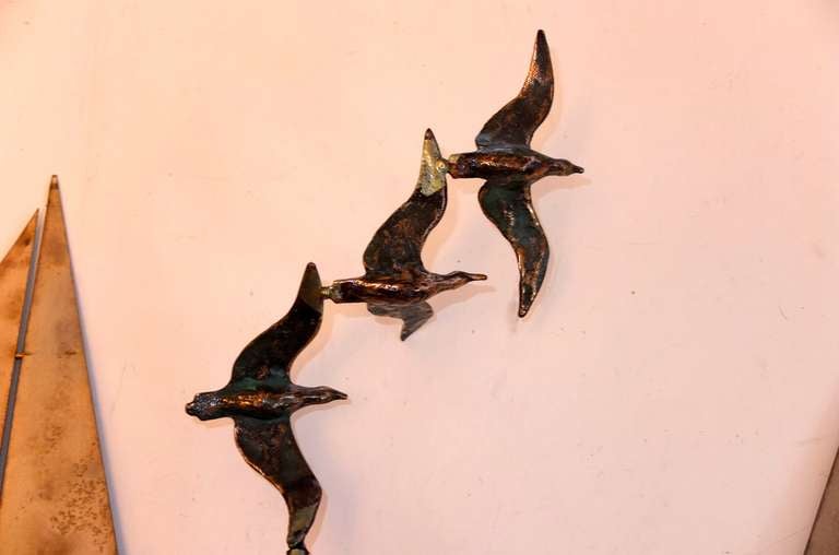 Late 20th Century Sailboats & Dock Wall Sculpture by Curtis Jere
