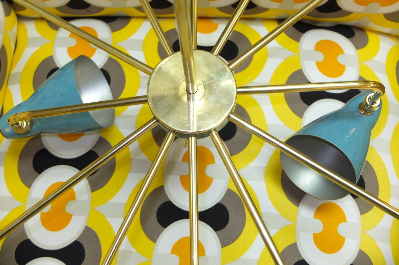 1950s Italian Brass Sputnik Chandelier with Two Adjustable Cones 5