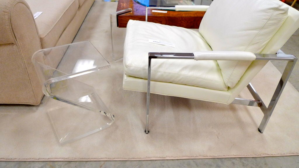 Italian Pair of Vintage Lucite Z Form Side Tables by John Mascheroni