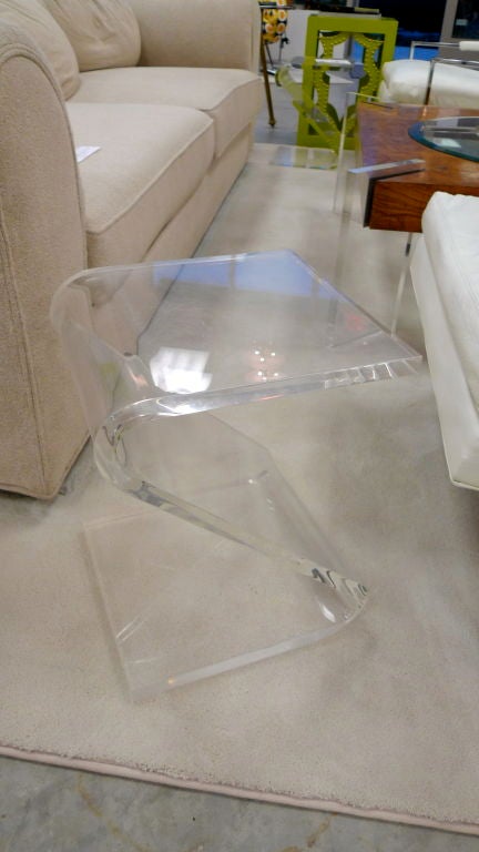 Mid-20th Century Pair of Vintage Lucite Z Form Side Tables by John Mascheroni