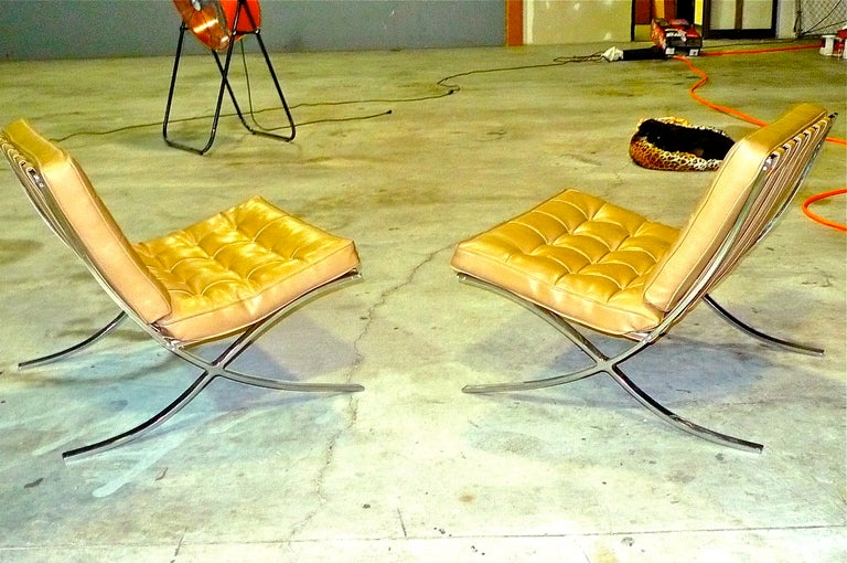 Bauhaus Pair of Vintage 1970's Barcelona Chairs