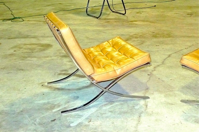 Italian Pair of Vintage 1970's Barcelona Chairs