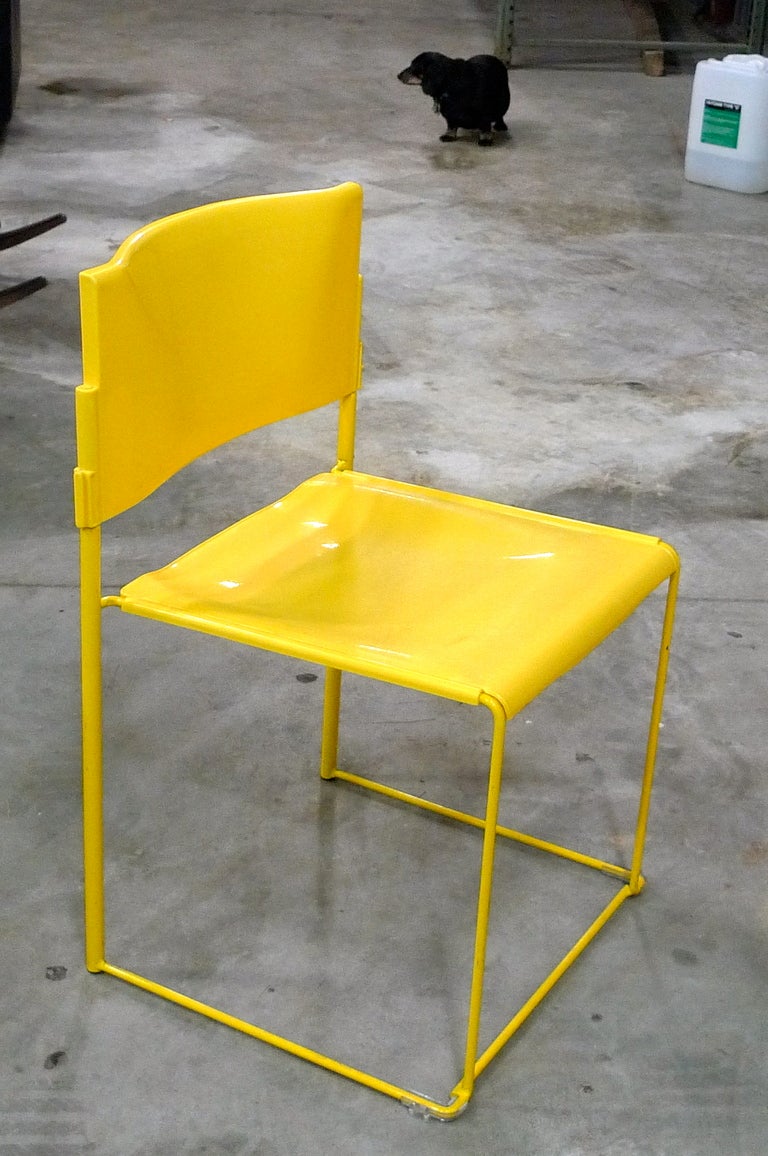 German Set of Six Stacking Chairs by Vlad Muller in Yellow For Sale