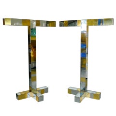 Pair of Paul Evans Cityscape Floor Lamps in Chrome & Brass 10