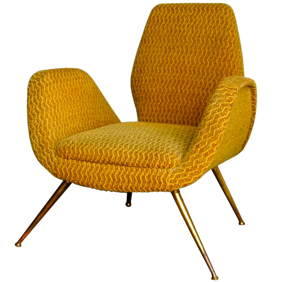 1950's Italian Chair with Splayed Brass Legs