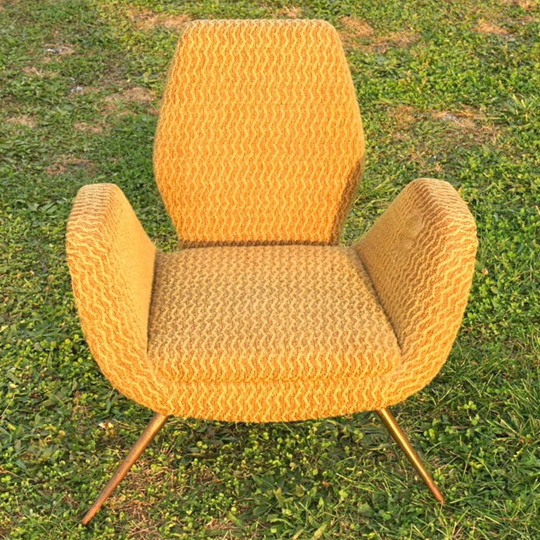 Mid-20th Century 1950's Italian Chair with Splayed Brass Legs