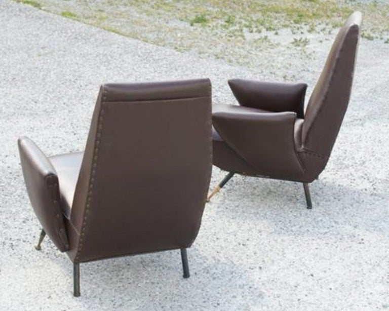 Published Pair of Nino Zoncada Lounge Chairs In Good Condition For Sale In Hanover, MA