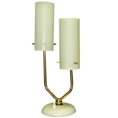 Stilnovo Opaline & Brass Table Lamp