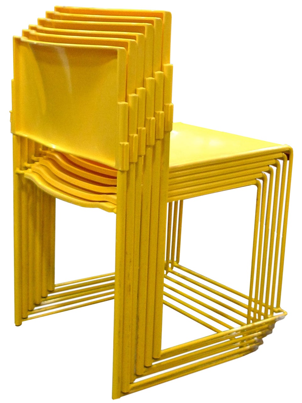 Set of Six Stacking Chairs by Vlad Muller in Yellow