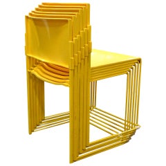 Set of Six Stacking Chairs by Vlad Muller in Yellow 8