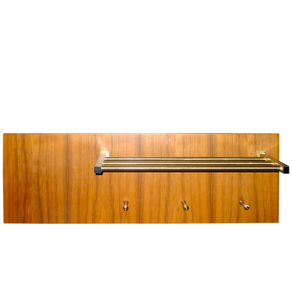 Mid-Century Wall Mounted Coat Rack For Sale