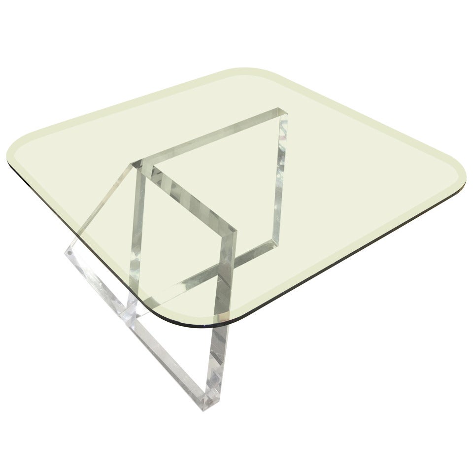 Jeffrey Bigelow Parallelogram Lucite Cocktail Table