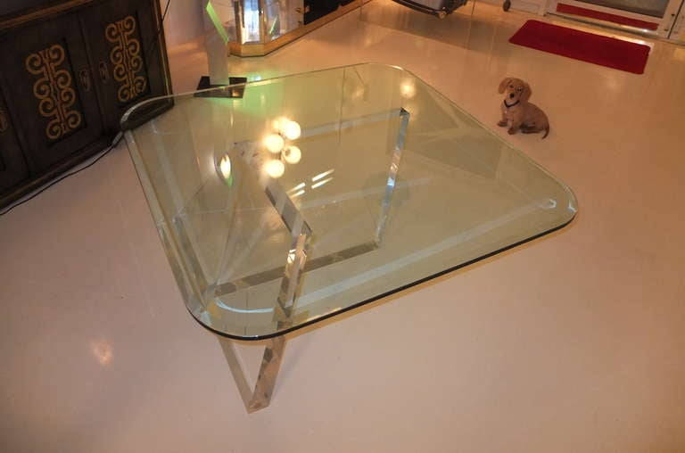 American Jeffrey Bigelow Parallelogram Lucite Cocktail Table For Sale