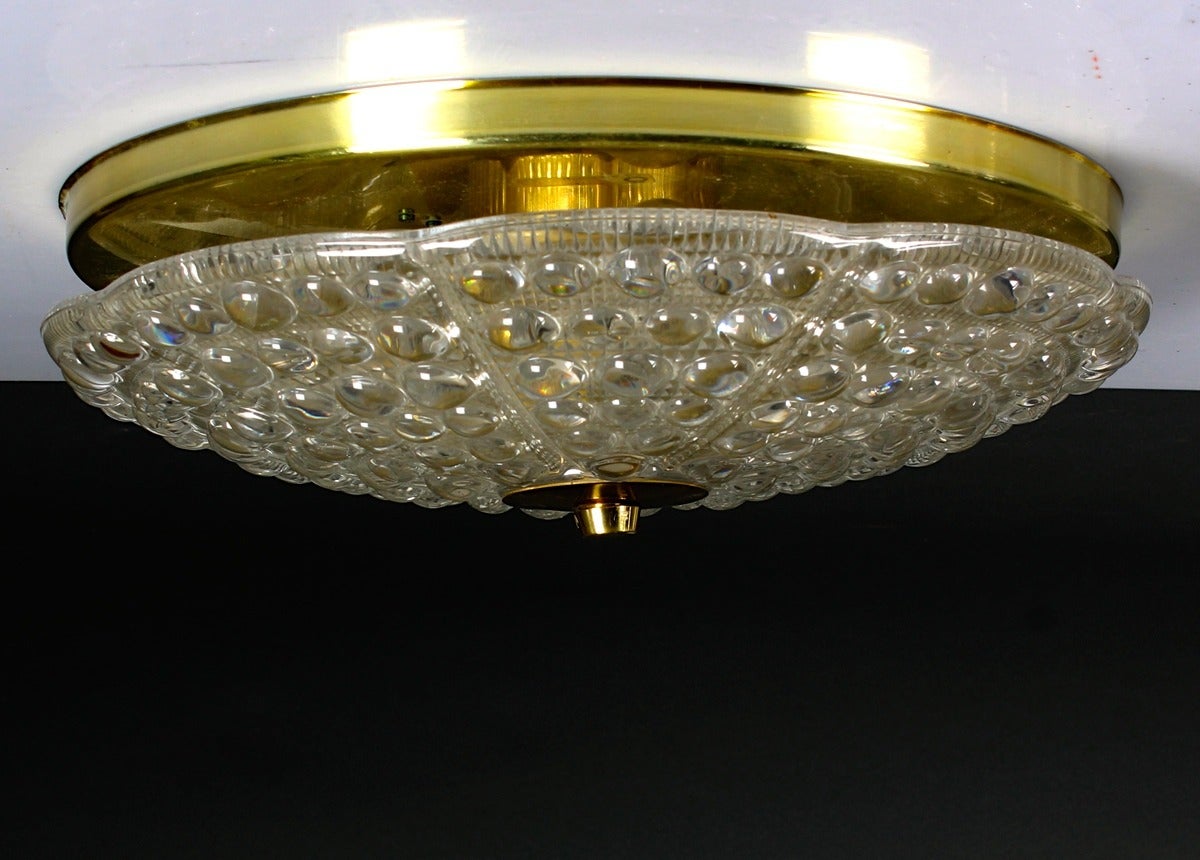 Pressed Orrefors Crystal Ceiling Light by Carl Fagerlund