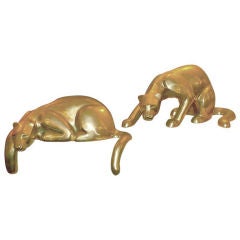 Large Brass Modernist Felines from the 1960's