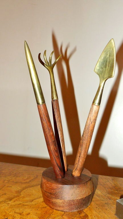I could not resist these lovely hand crafted teak and brass 'gardening tools' for your Bonsai tree.