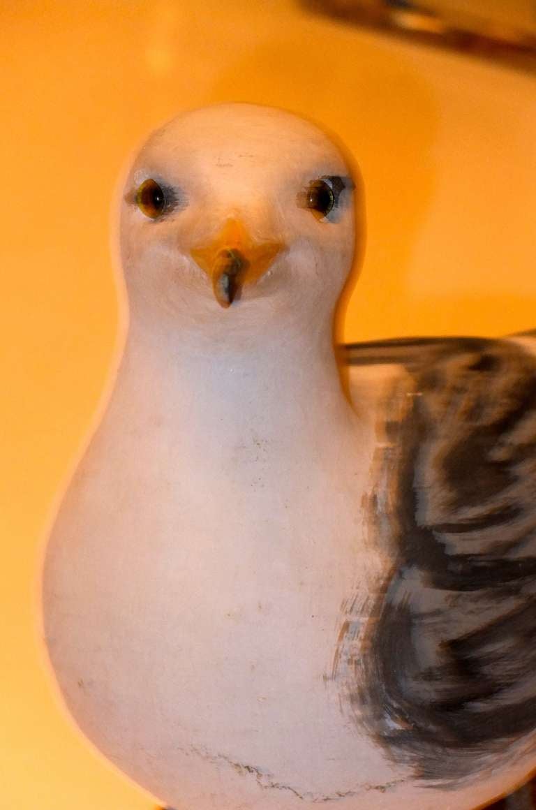 Molded Vintage Life-Sized Painted Cement Seagull, Signed