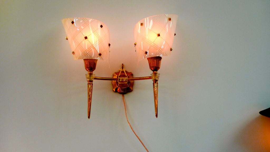 Mid-20th Century 1940's French Dual Sconce For Sale