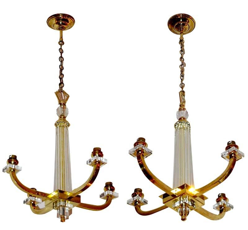 Set of 3 Chandeliers by Jacques Adnet 1