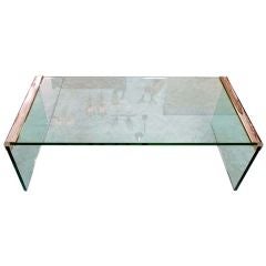 Vintage Glass & Polished Steel 'Waterfall' Cocktail Table by DIA