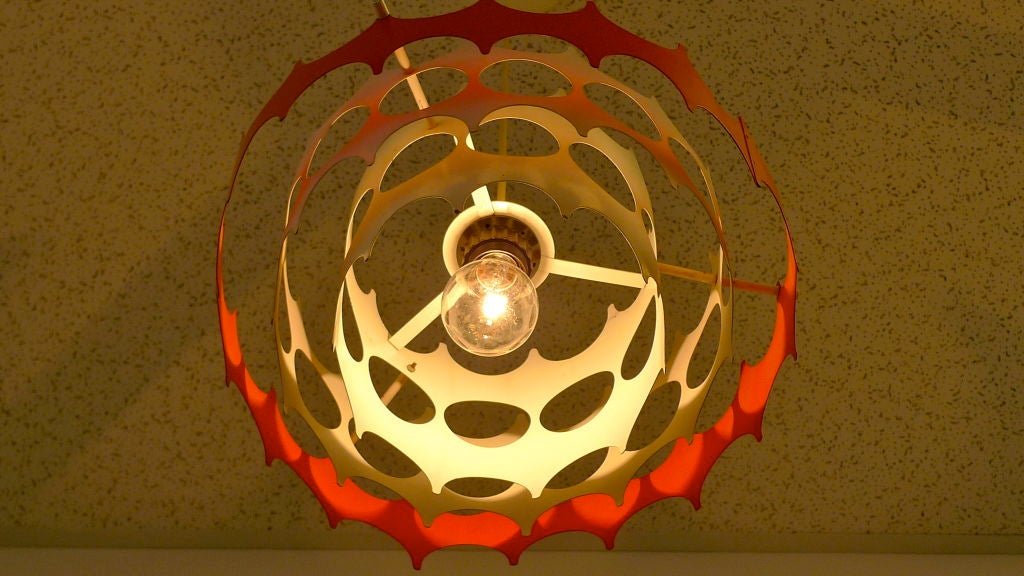 Mid-20th Century 1950's Orange & White Brutalist Design Chandelier