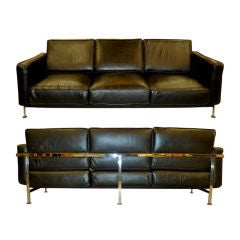 Pair of Leather & Chrome Sofas by Robert Haussmann for Stendig