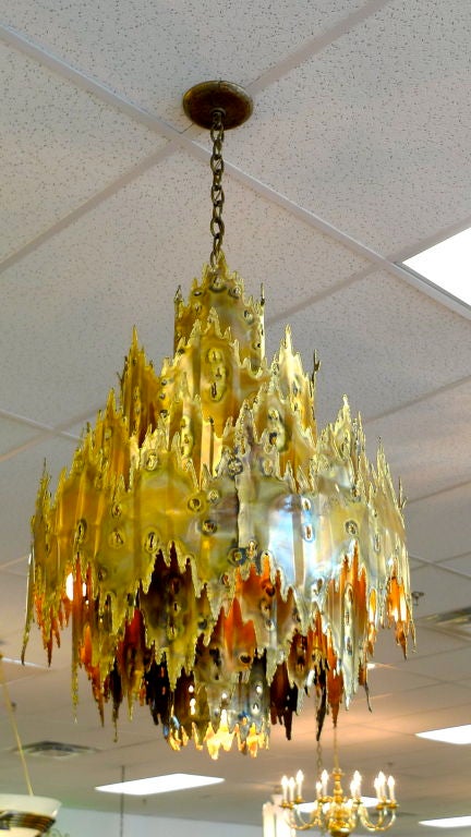 Mid-20th Century Large Brutalist Chandelier by Tom Greene
