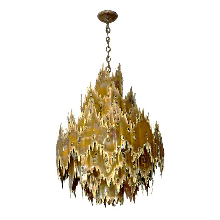 Large Brutalist Chandelier by Tom Greene