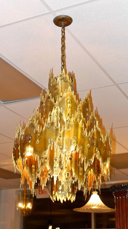 Large Brutalist Chandelier by Tom Greene 6