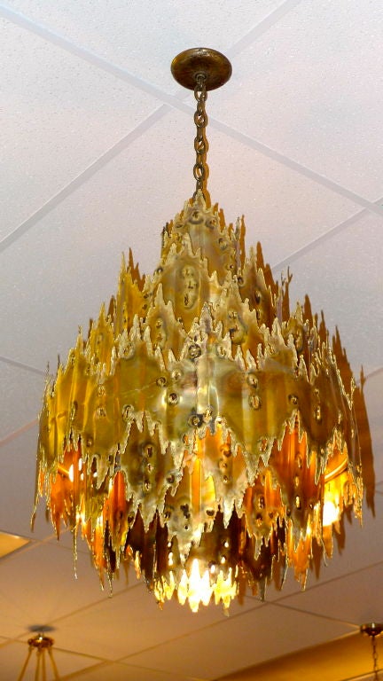 Large Brutalist Chandelier by Tom Greene 3