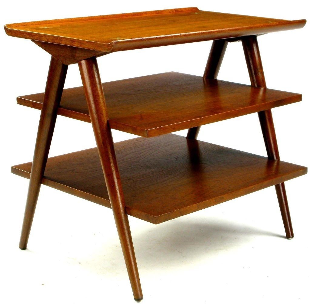 Walnut Three Tier Side Table
