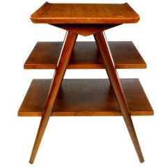 Vintage Walnut Three Tier Side Table