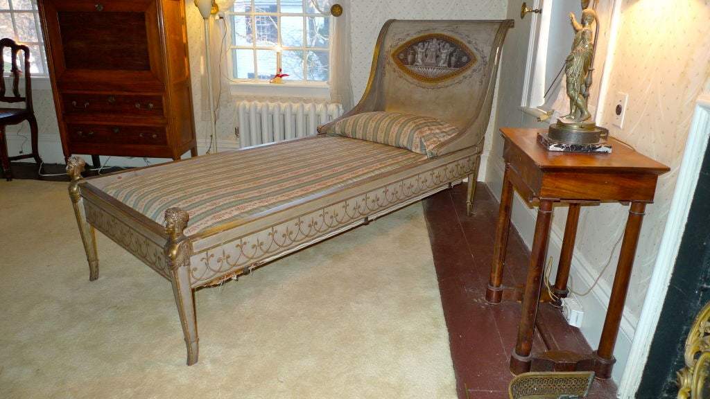 19th c French Neoclassical Painted Recamier 3