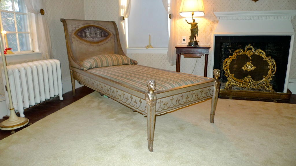 19th c French Neoclassical Painted Recamier 4