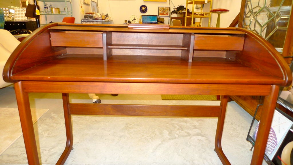 Sycamore Teak Roll Top Desk by Brown Saltman