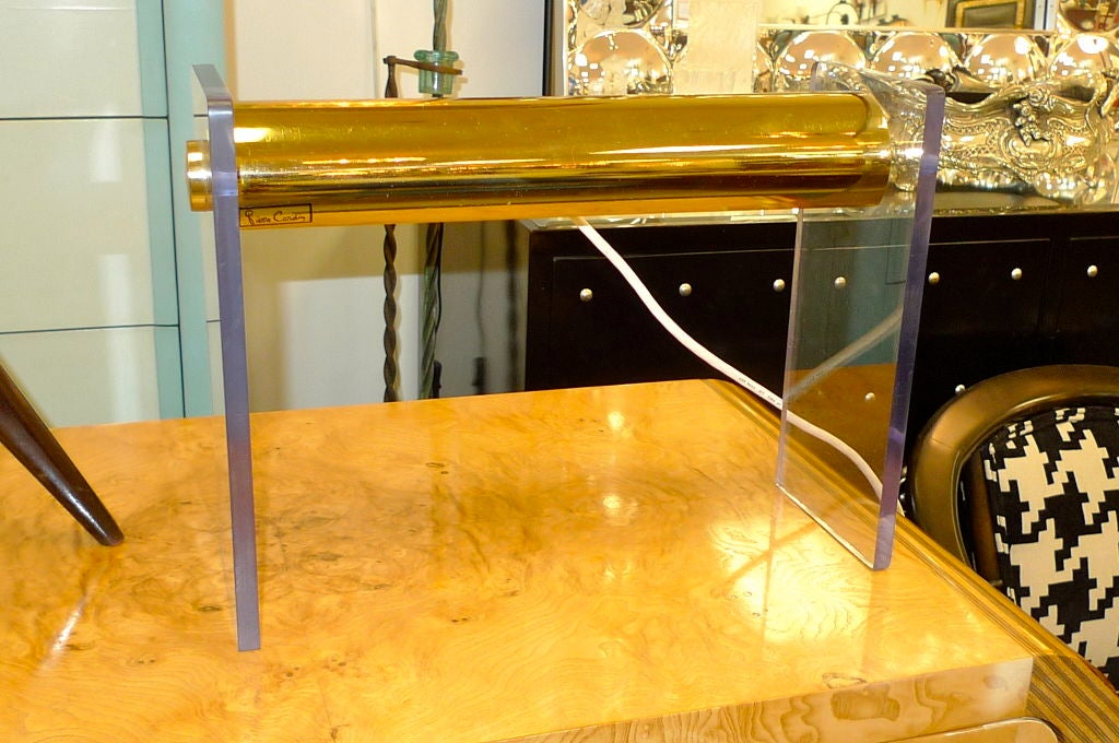 Mid-Century Modern Pierre Cardin Lucite & Brass Table Lamp