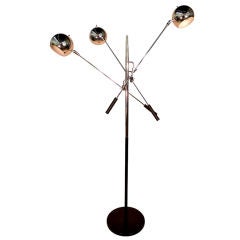 Vintage Three-Arm Articulating Chrome Ball Floor Lamp