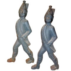 Pair of Cast Iron Hessian Andirons 9