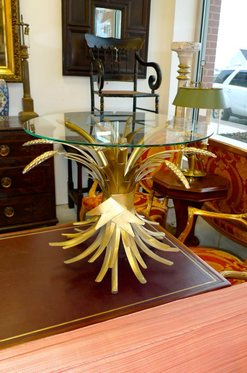 Gilt Wheat Sheaf Table by Maison BAGUÈS, French 1950's