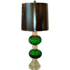 1940's Seguso Emerald Green Murano Glass Lamp 12